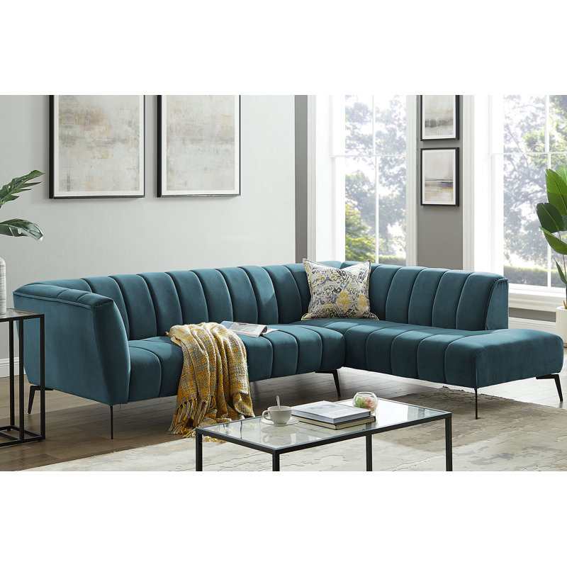 Everly Quinn Velvet Sofa Set, Sofas,Sectional Sofa Couch, Large L